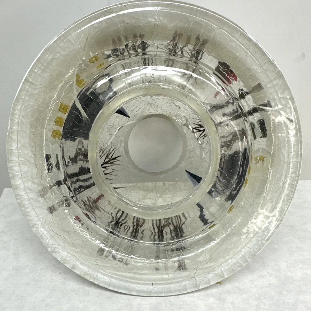 Yankee Candle Crackle Glass Shade Topper Round Plate Winter Snow Chapel Church